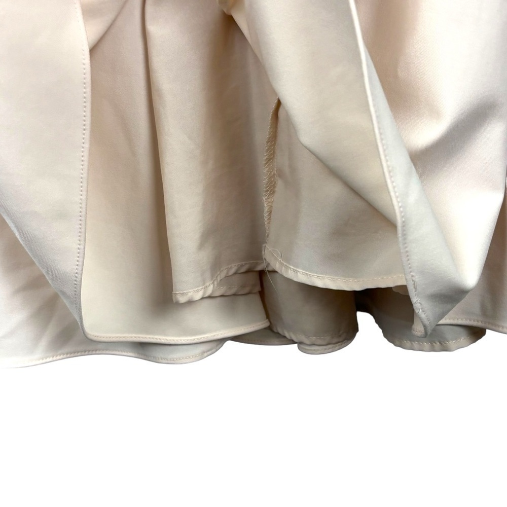 GAL MEETS GLAM ELEANOR PUFF SLEEVE TIE WAIST CREAM SATIN TWILL DRESS - Picture 12 of 16